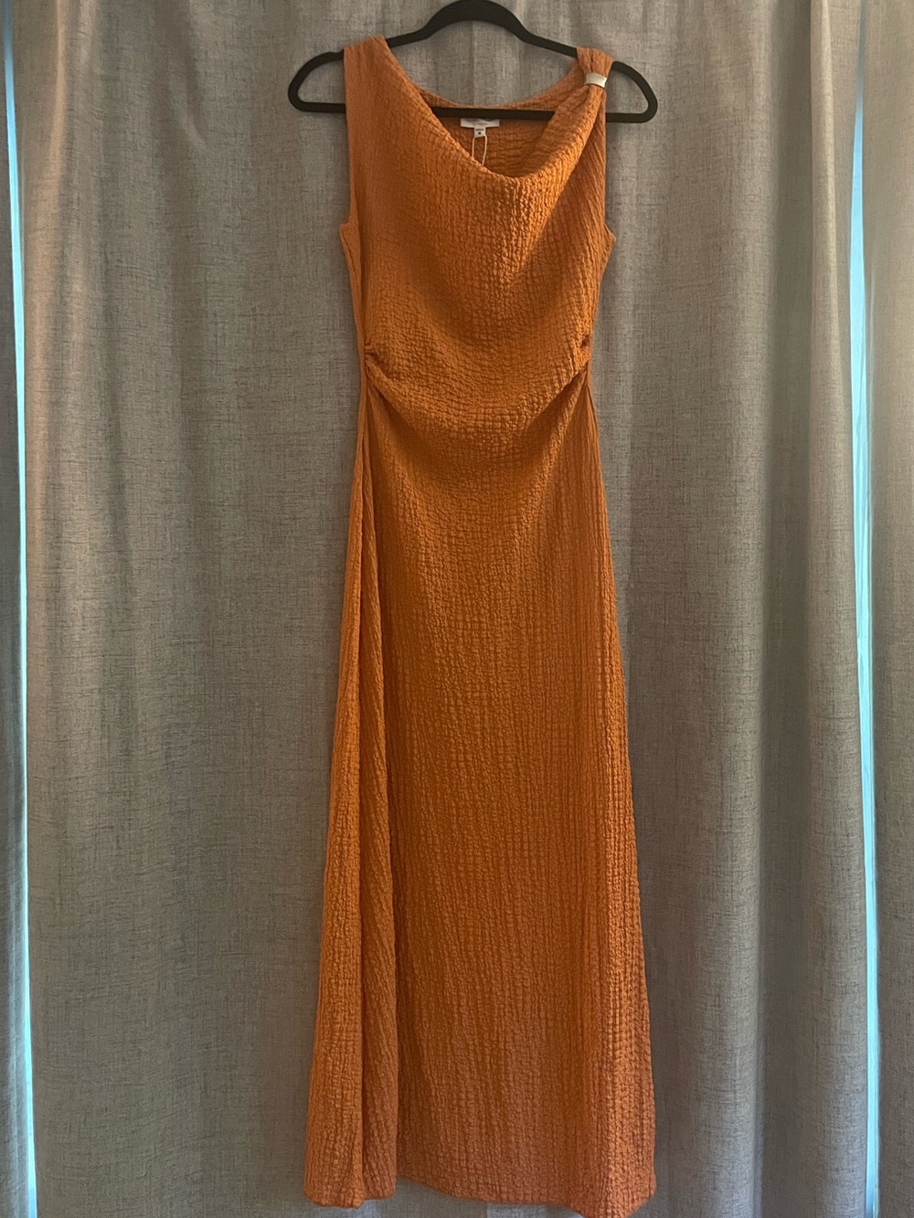 See You Monday Sleeveless Orange Textured Maxi Dress